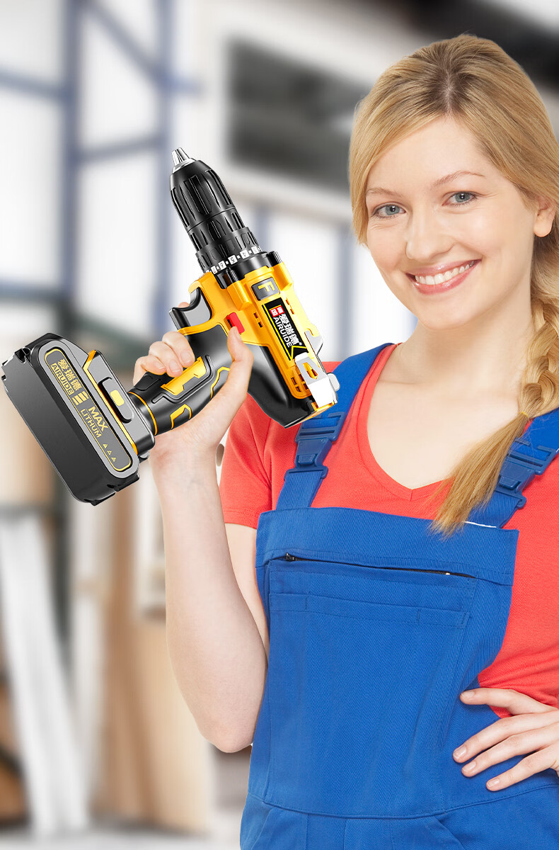 Aired Lithium Battery Cordless Electric Drill Household Rechargeable Multi-Function Wall Drilling Electric Screwdriver Power Tool 23
