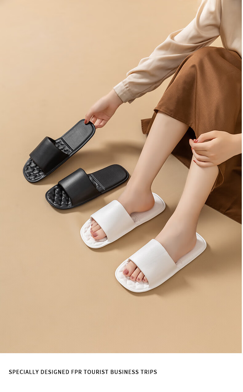 GUOLUOFEI Portable Folding Slippers for Travel, Couples, Outdoor Use, Summer, Bathroom, Shower Room, Indoor Sandals, White, Size M 17
