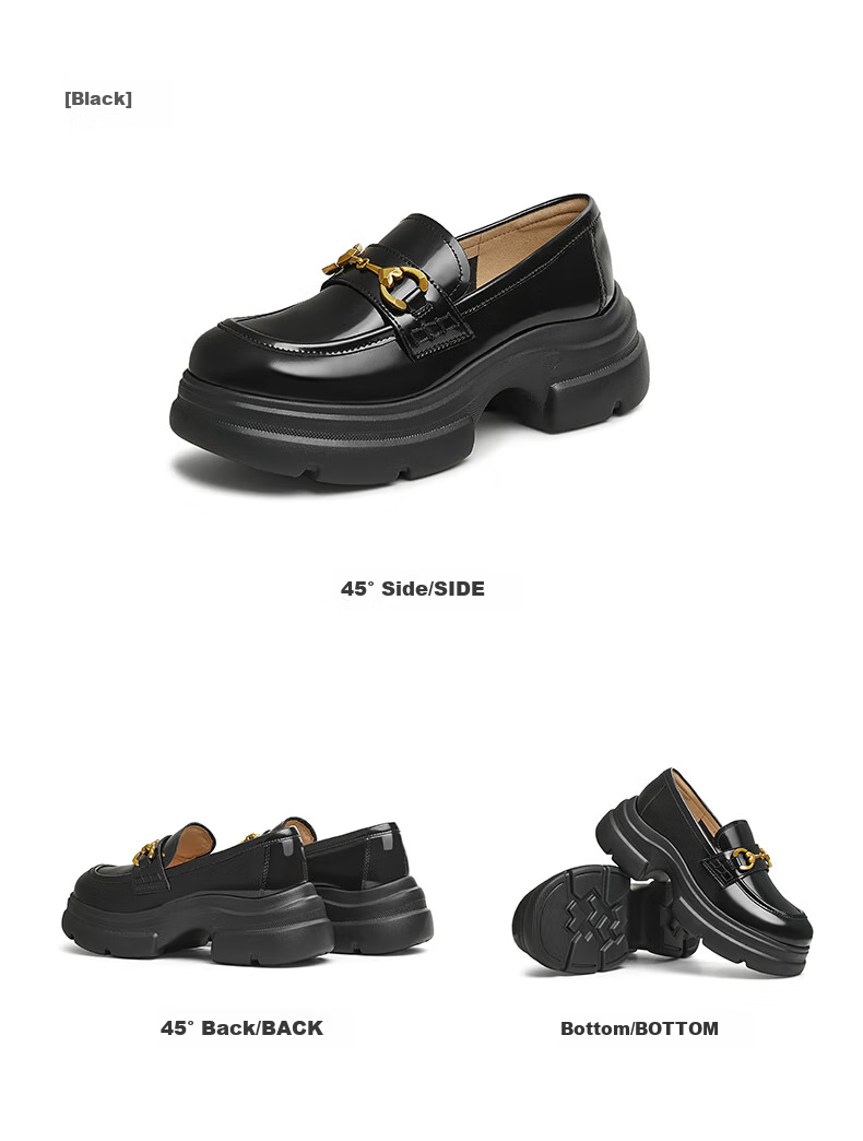 TATA Magic Detective Platform Loafers Unisex Star Style Black (Heart Edition) Size 36 6