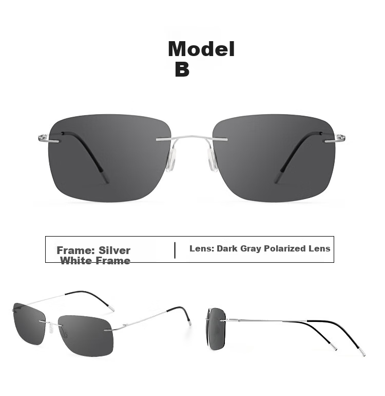 Bertha Polarized Sunglasses for Men, Imported Titanium Material, Specialized for Driving, Photochromic, Frameless, Ultra-Light, for Driving And Fishing 32