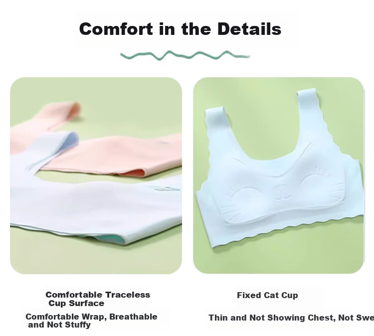FitonTon, 2 Pieces of Girls' Underwear, High School Student Puberty Bra, Teen Sports Vest, Children's Student Underwear Bra 6