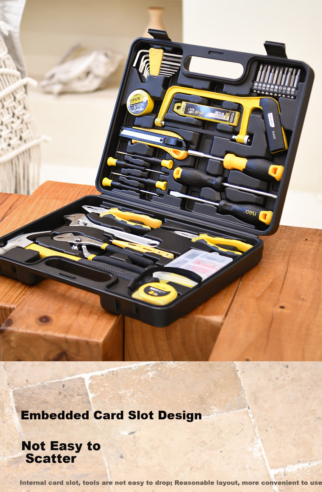 Deli Household Tool Kit Set, 9-Piece Set, for Electricians, Carpenters, Telecommunications Maintenance, Hardware Manual Tools Set 5