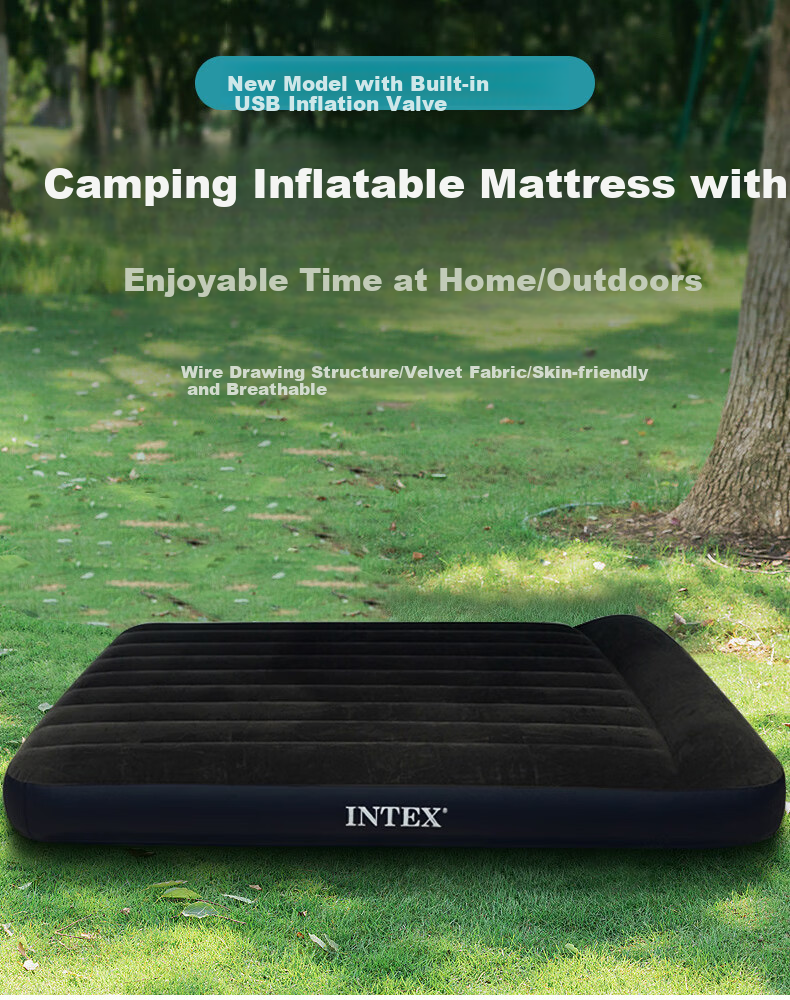 INTEX Built-In Electric Pump USB Port Single-Person Automatic Inflatable Mattress, Nap Tent Moisture-Proof Mat Folding Bed 66127 1