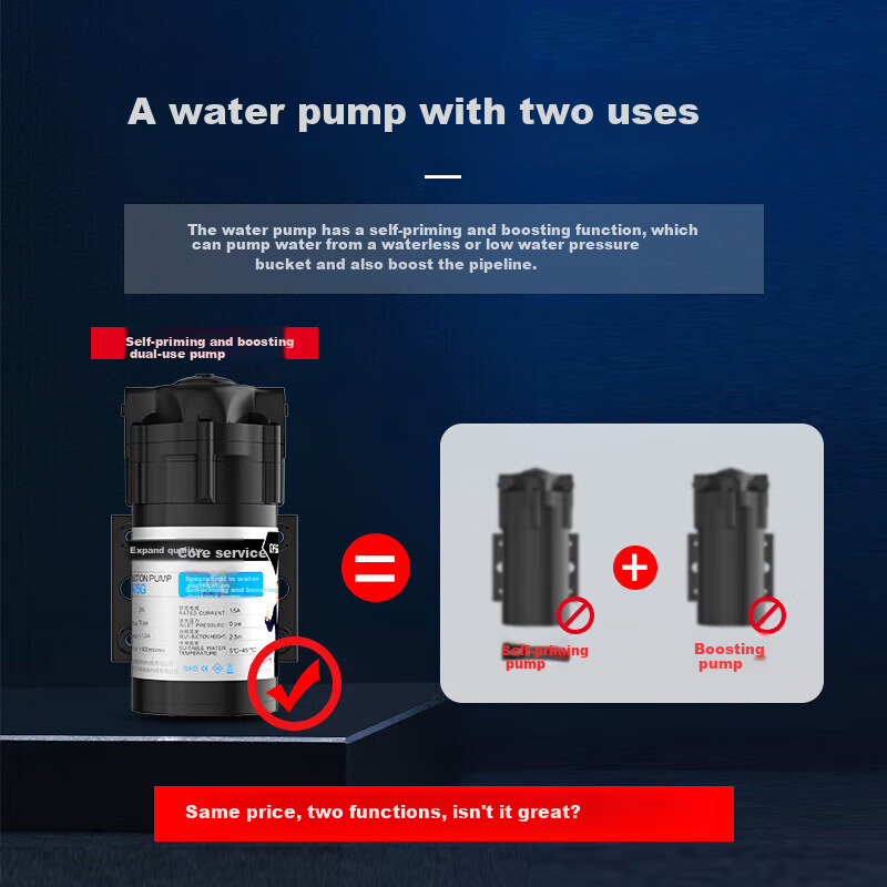 Zuanxin Water Purifier Pump, 75G/400G Pure Water Machine, 24V Motor, Household Water Pumping, Booster Self-Priming Pump, Universal Accessories, Self-Priming Dual-Purpose Pump - 100G Flow Rate