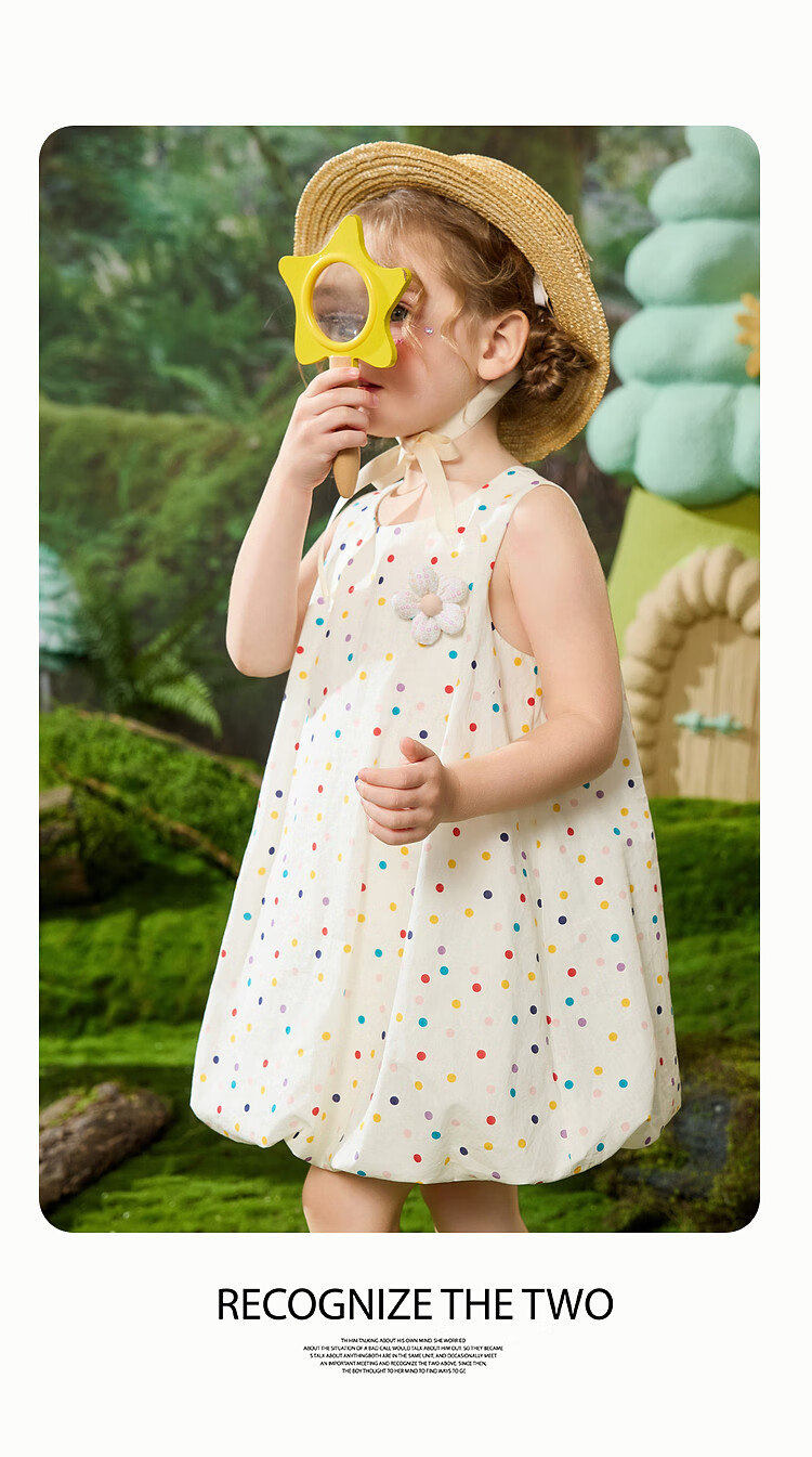 ASK JUNIOR Summer Vacation Girls' Dress, Breathable Pure Cotton Puff Skirt, Children's Beach Dress, Princess Dress 4
