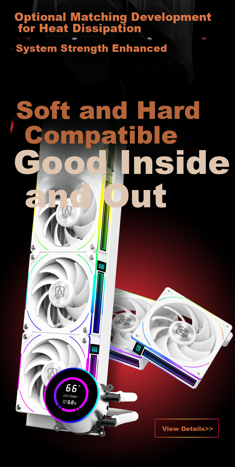 AOC AICG860W White EATX Gaming Computer Case with Three-Sided Glass View, Quick-Release Design, 9-Slot Dual Graphics Card Support, 480mm Water Cooling Compatible, Functional Display Scree 9