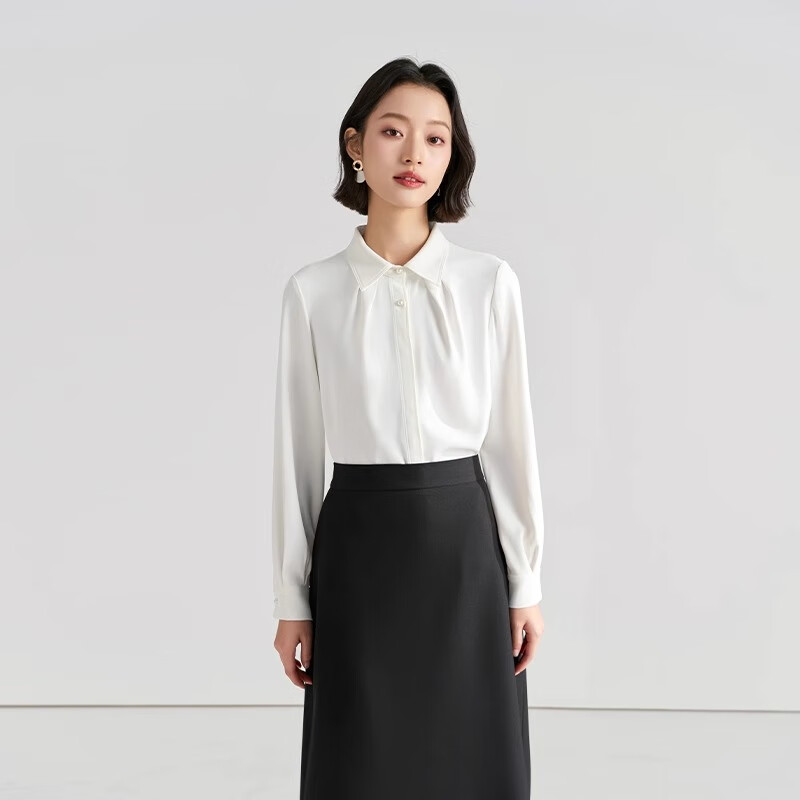 Bodexiaojie Women's Professional Blazer, Elegant Interview Attire, Office Wear Top for Petite Figures, Long-Sleeve Shirt, Size S
