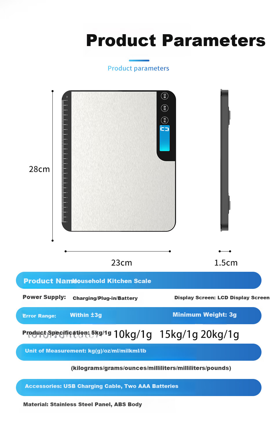Kubei Kitchen Scale, Large Electronic Scale for Home Use, High-Precision Food Weighing Scale, Baking Gram Scale 6