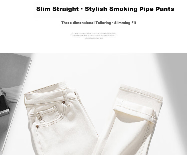 RAIN.CUN High-Waisted Casual Cigarette Pants for Women, 2024 Autumn And Winter Slim Straight-Leg Jeans, Ankle-Length Trousers for Petite Wome 3