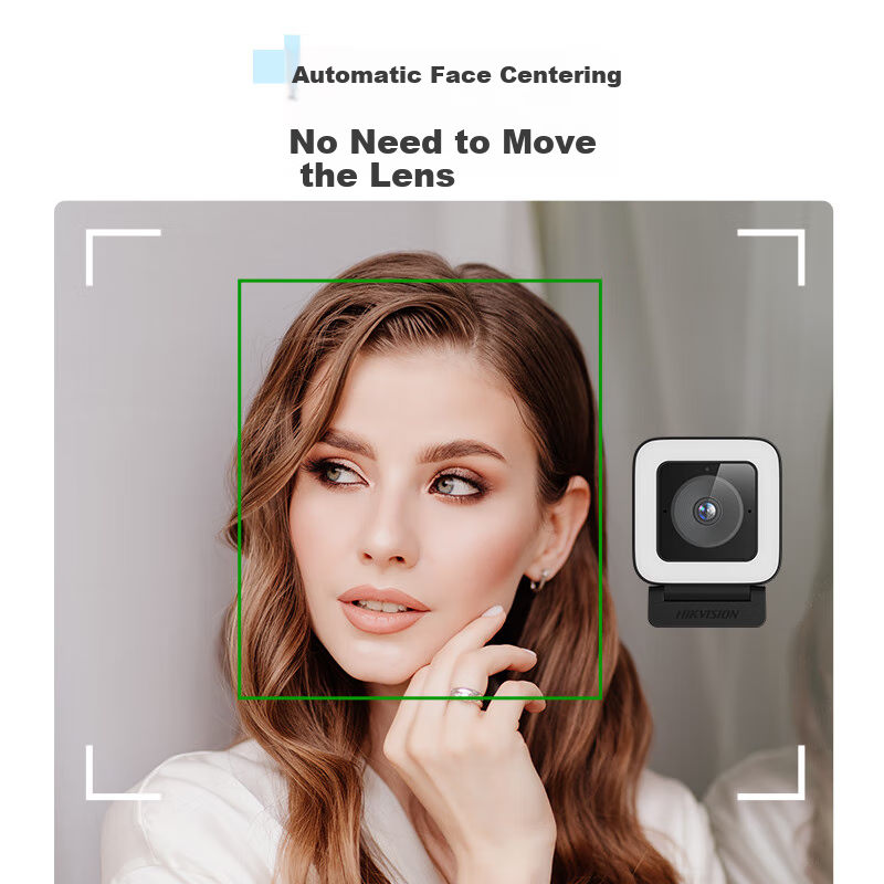 HIKVISION Webcam, 2K Ultra HD, Dual Microphones, Auto Focus, Soft Light, Smart Beauty, Portrait Centering, for Laptop And Desktop Computers, USB Camera U24 Pro