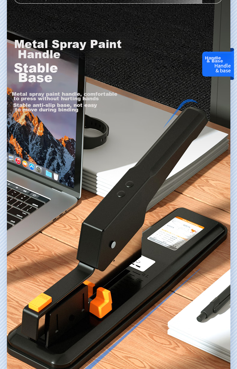 Deli [Super Popular] 100-Page Simple Heavy-Duty Stapler, Large Thick Heavy-Duty Stapler, Pop-Up Structure, Black 0290 11