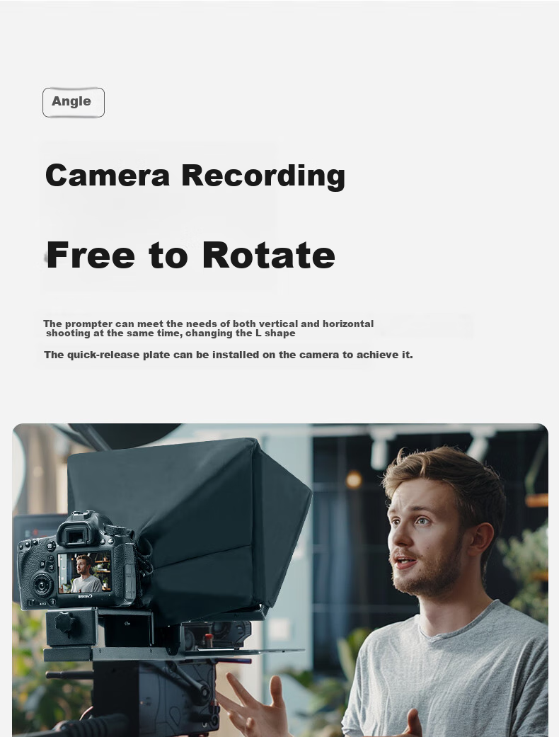 AMBITFUL T14Pro Large Screen Teleprompter Host Phone Tablet DSLR Mirrorless Camera Portable Teleprompter Video Recording Prompt Subtitle Live Streaming Interview Gaffe-Fixing Device 9