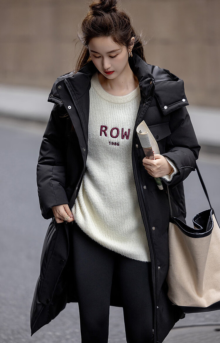 Dme [Nordic Cotton Triple Protection System] Winter Outdoor 90% Duck Down Hooded Long Women's down Jacket, Warm Coat 19