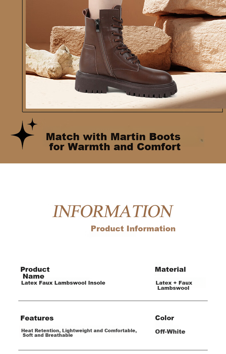 FOOTOPPO Latex Lambswool Warm Insoles for Men And Women, Winter Cold-Proof Fleece-Lined Thick Soft-Soled Wool Insoles 12