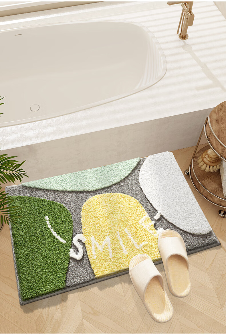 Dajiang Bathroom Mat, Toilet Entrance Absorbent Non-Slip Mat, Flocked Bathroom Floor Mat, 50x80cm 4