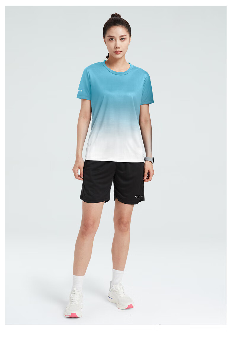 BURUITE Fitness Clothing for Women, Spring And Summer Ice Silk Quick-Dry Short-Sleeve Sportswear Set, Basketball Equipment, Training Running T-Shirt 8
