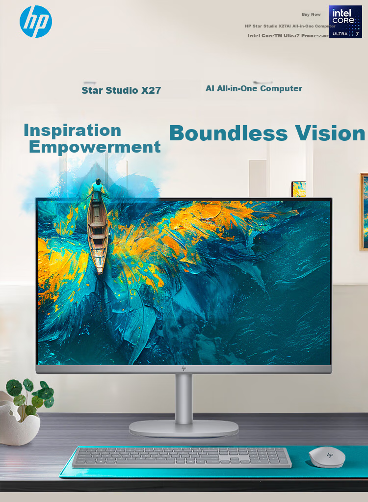 HP Star Studio X27-Inch 2.5K Flagship AI All-In Desktop Computer (U9-386H, 32GB DDR5, 1TB) Office Multimedia Learning Machine with Subsidy 1