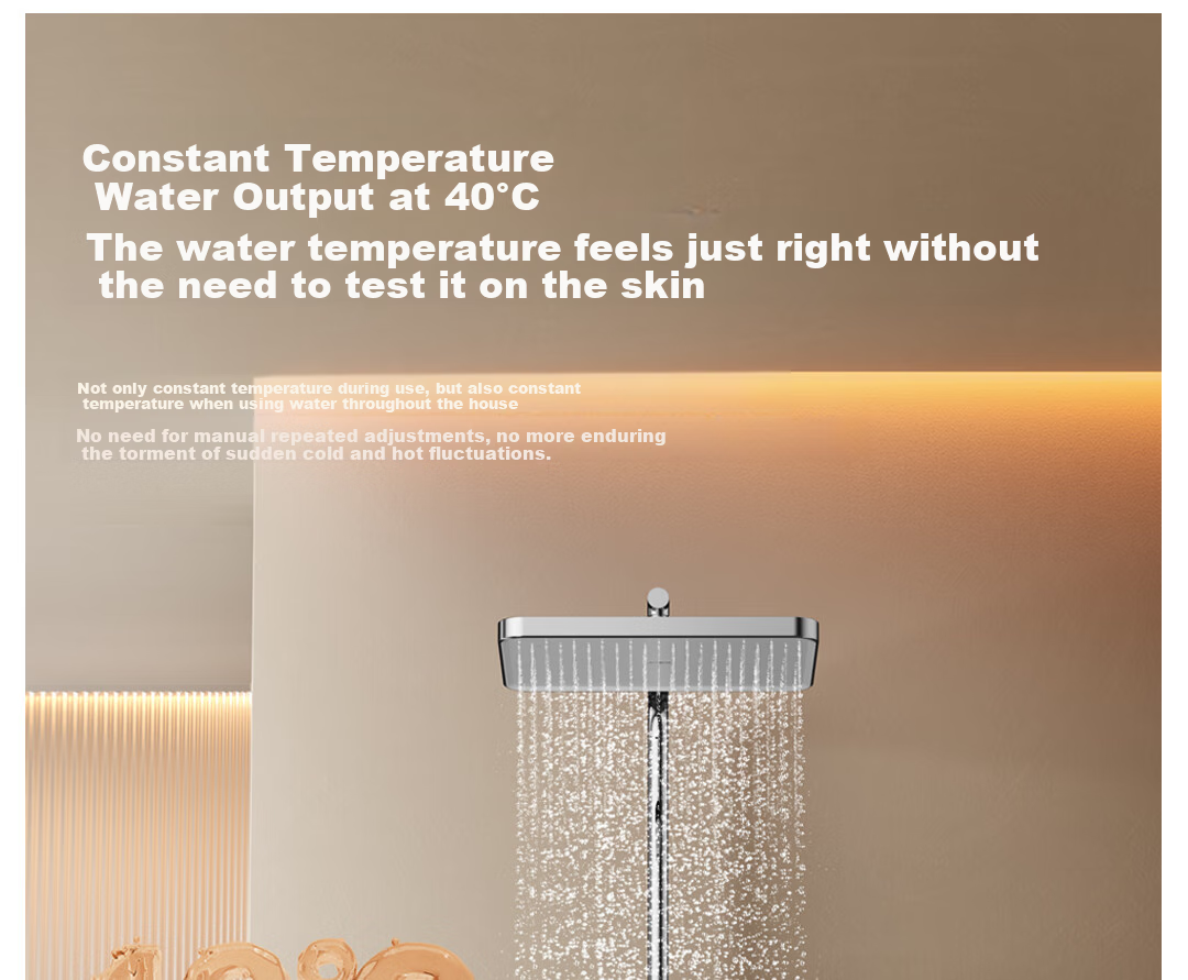 JOMOO Shower Set with Brass Piano Key Design, Descaling, Waist And Back Sprays, Massage Function, Constant Temperature, SPA Shower System 26192-695/1B 24