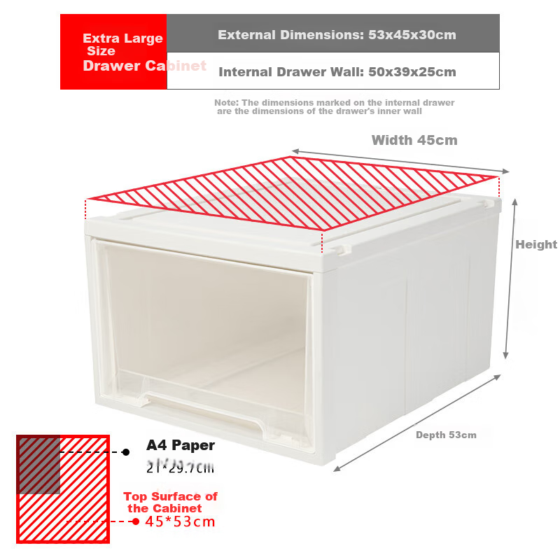 JEKO&JEKO Drawer-Style Clothes Storage Box, Organizer Container, Stackable Drawer Cabinet, Toy Storage Box, 55L, Set of 3