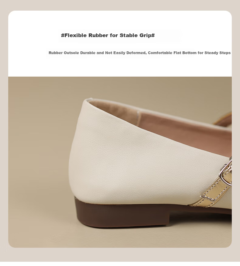 ZHR Women's Single Shoes, Autumn Shallow Mary Jane Shoes, Patent Leather with Straight Buckle, AH335 White Gold, Size 36 7