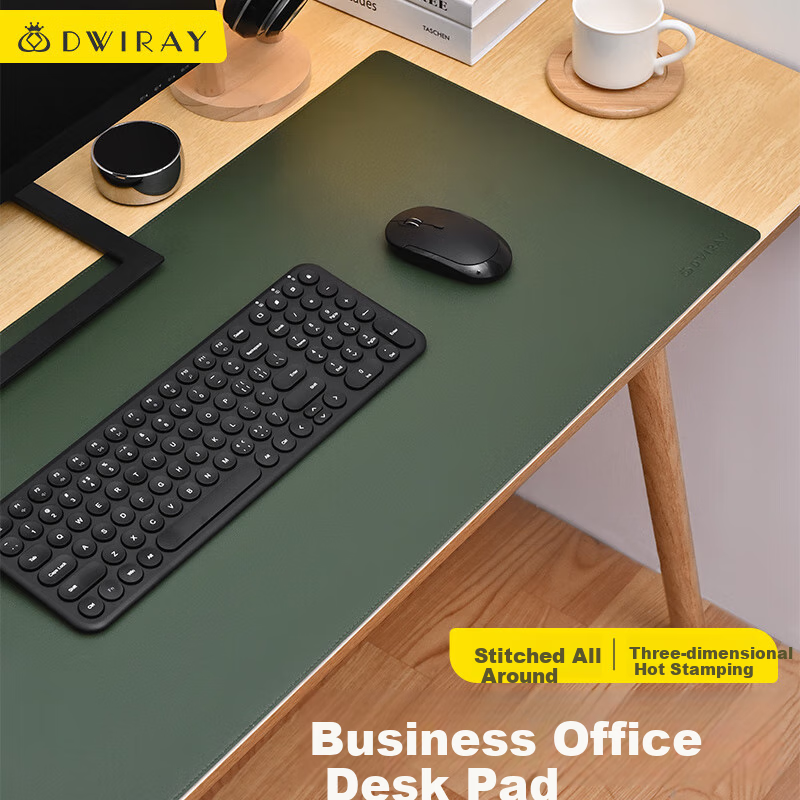 Diigongfang Extra Large Mouse Pad, Desk Mat, Laptop Pad, Office Mat, Mouse Pad, Desktop Mat, Writing Pad, Desk Mat, Leather Business Pad, Bean Paste Green + Gray Double-Sided 800X400