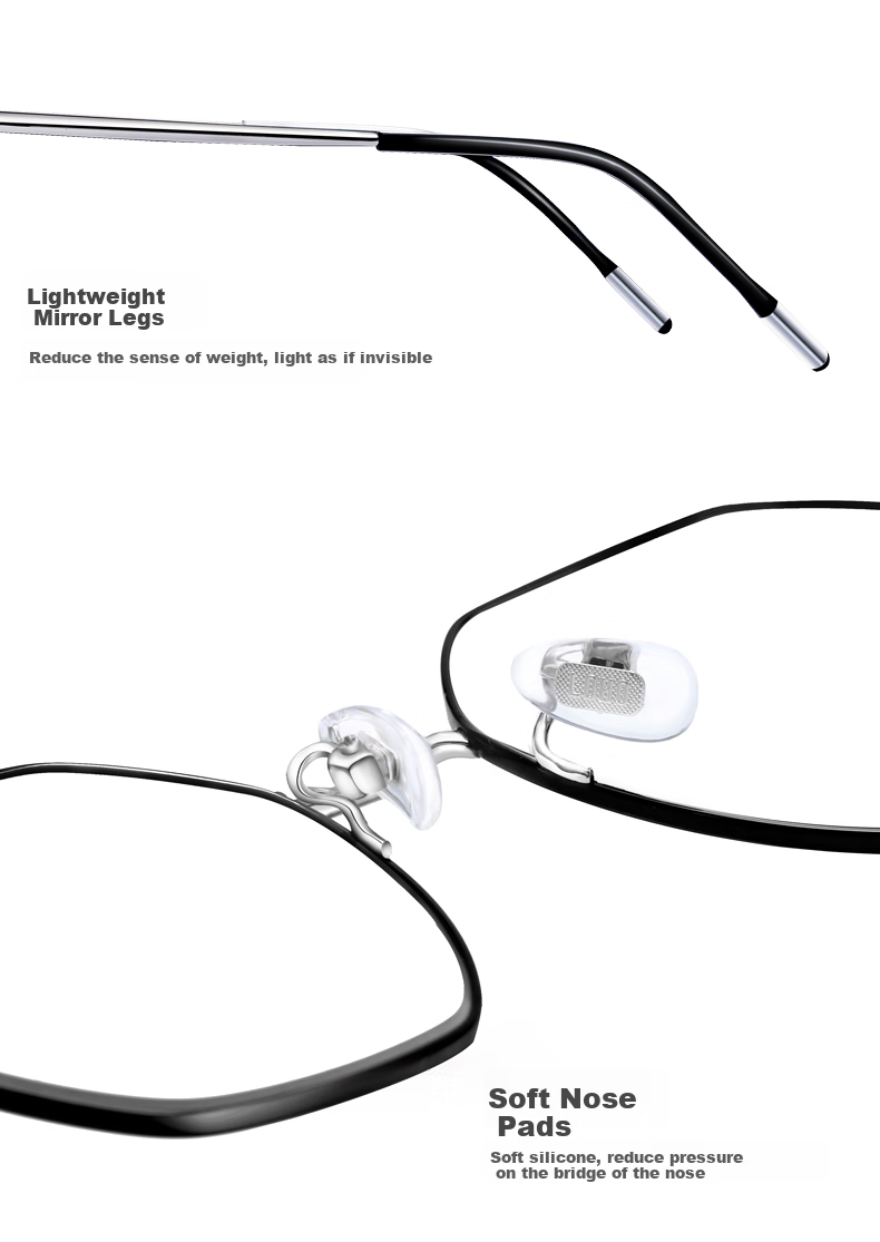 LOHO Blue Light Blocking Glasses Full Titanium Frame for Men And Women Students Fashionable Non-Prescription Eyeglasses Frame LH0089003 Rose Gold 10