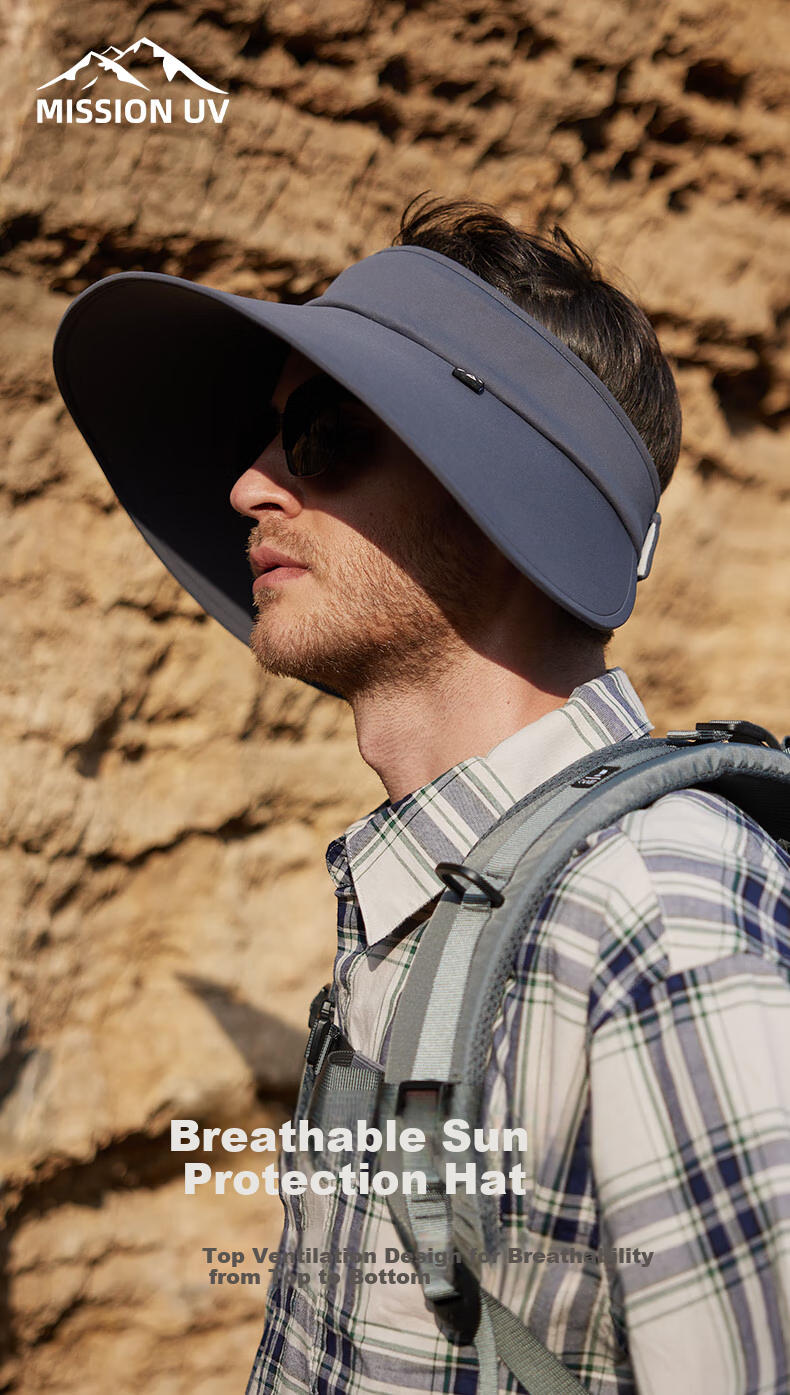 MISSION UV Wide Brim Sun Protection Hat for Men, Fishing Visor Cap, Hiking Hat, Summer Outdoor UV-Resistant Sun Hat 1