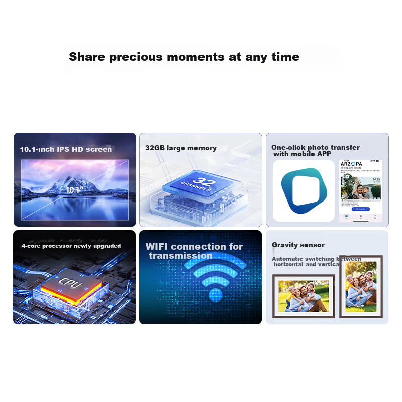 ARZOPA A Zhuopa D10.1-Inch Cloud Picture Screen High-Definition Electronic Display Screen Electronic Photo Album Touch Playable Can Be Placed on Stand/wall-Mounted Holiday Gift Recommendatio