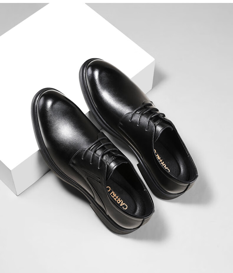 CARTELO Leather Shoes for Men, Business Formal Dress Shoes, Casual New Style Heightening Derby Shoes, Wedding Soft-Soled Breathable Groom's Shoes, British Style 5