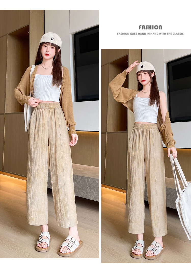 LangSha Linen Curved Knife Pants for Women, Summer 2025 New Style, High-Waisted Slimming Loose-Fit Nine-Tenths Casual Pants for Mothers 11