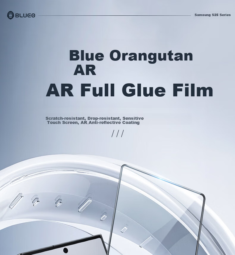BLUEO [T*AR Enhanced Transparency] Tempered Glass Screen Protector for Samsung S25 Ultra, High-Definition Anti-Drop Anti-Fingerprint Protective Film for S25 Ultra Smartphone 1