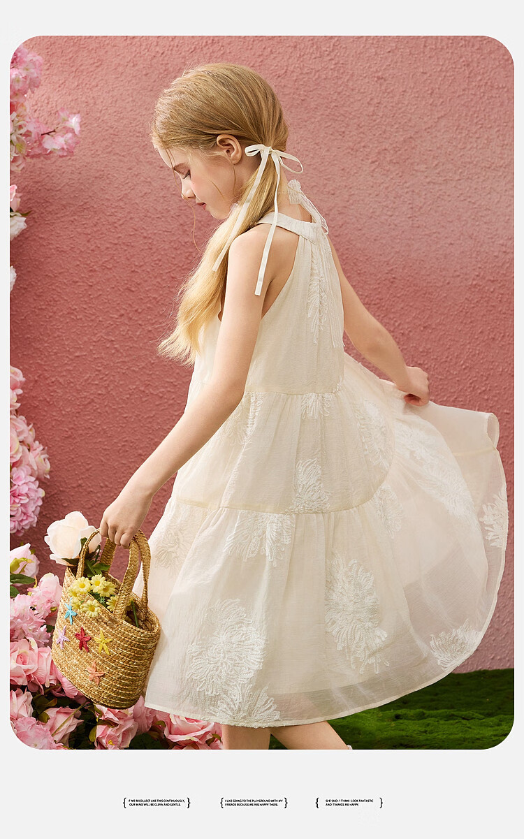 ASK JUNIOR Girls Summer 3D Flower Vacation Style Dress Youth Princess Dress 15