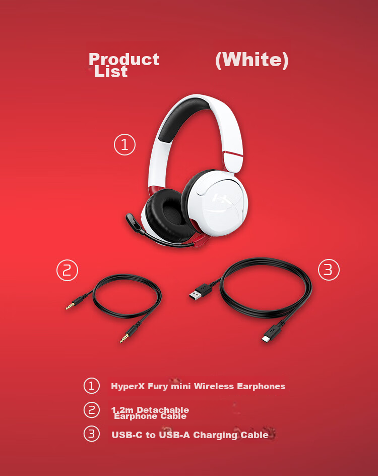 HYPERX Cloud Mini Wireless Hurricane Mini Wireless Bluetooth Headphones, All-Day Battery Life, Compatible with Triangular Actio 6