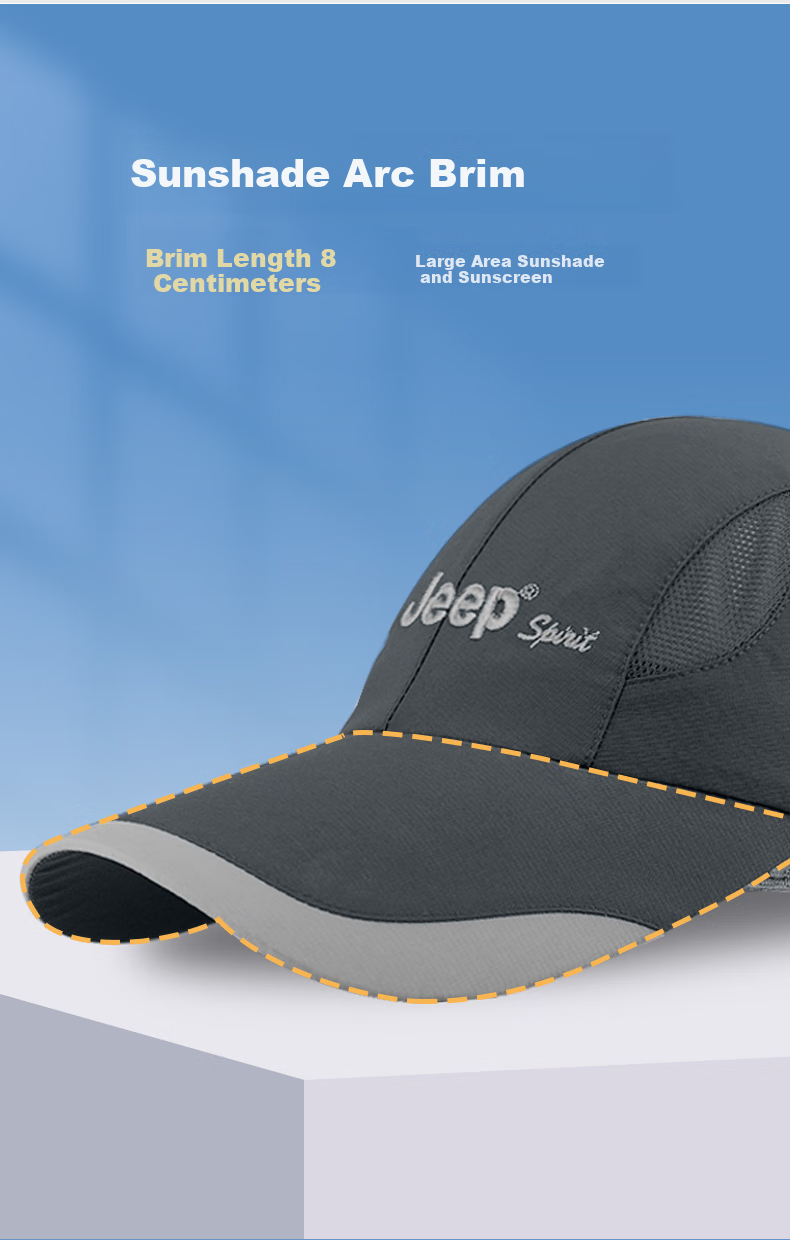 JEEP Baseball Cap for Men, Summer Mesh Quick-Dry Sun Protection Hat, Unisex Visor Cap, Sports Outdoor Sun Hat 6