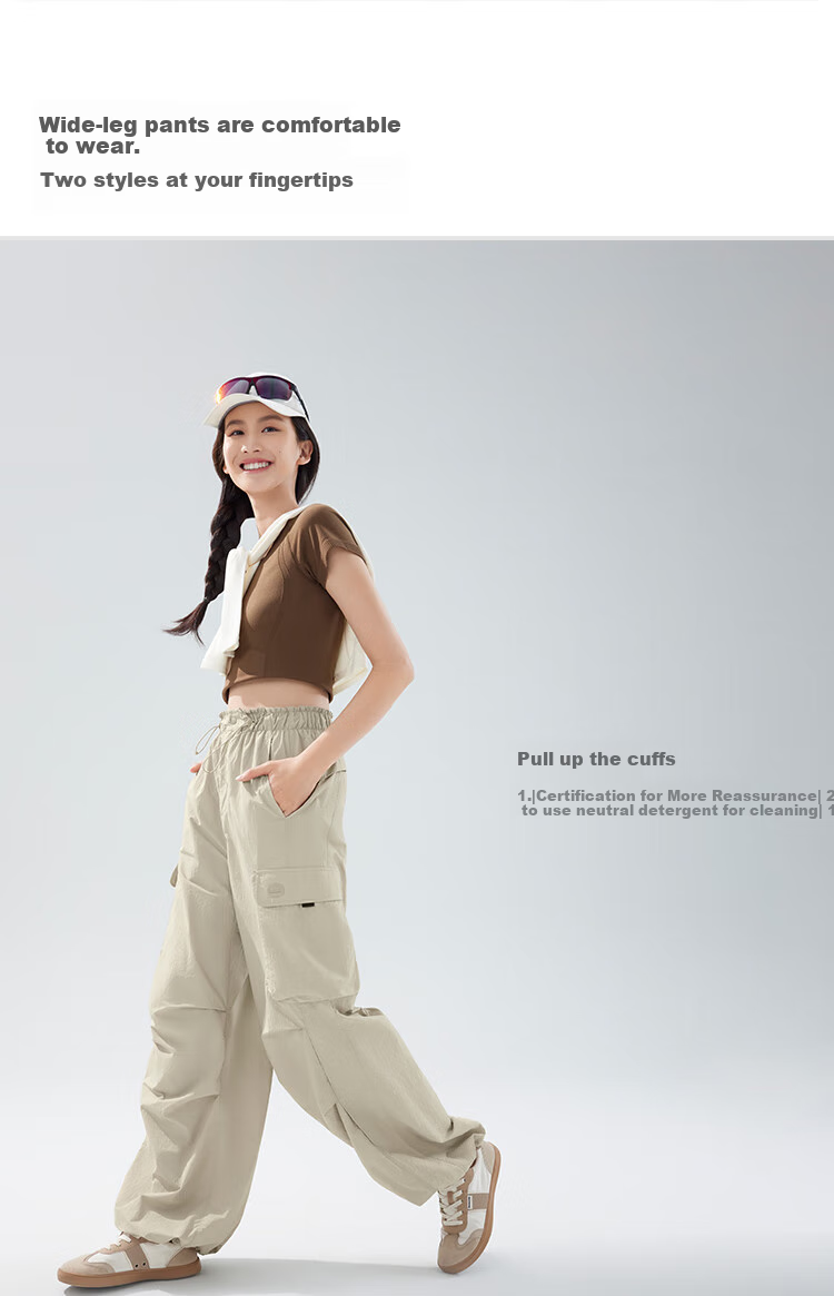 Beneunder Cargo Paratrooper Pants for Women, Quick-Dry Trousers, Loose-Fitting Hiking Casual Sports Wide-Leg Sun Protection Pants DS673 21