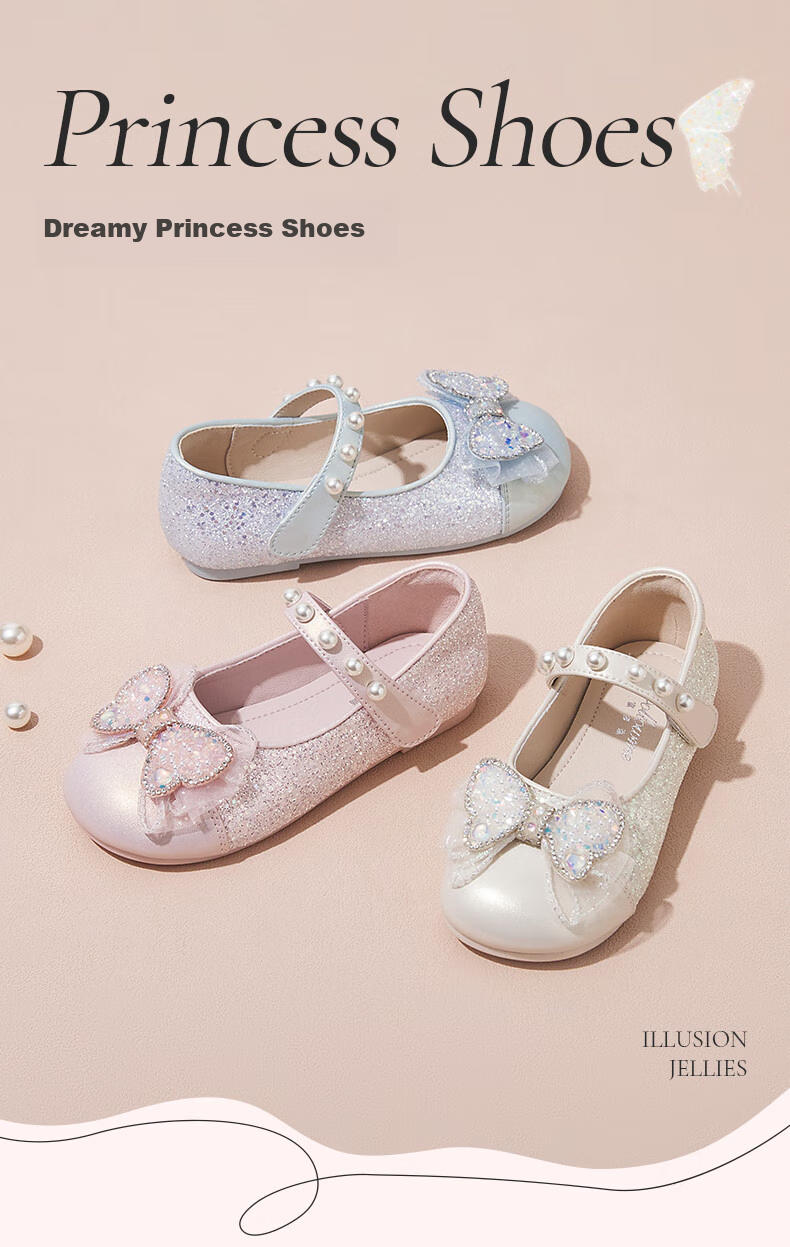 Follow Me Girls' Sequin Bow Square-Toe Princess Shoes, Soft Sole Breathable Girls' Performance Dress Shoes, Pink, Size 30 1