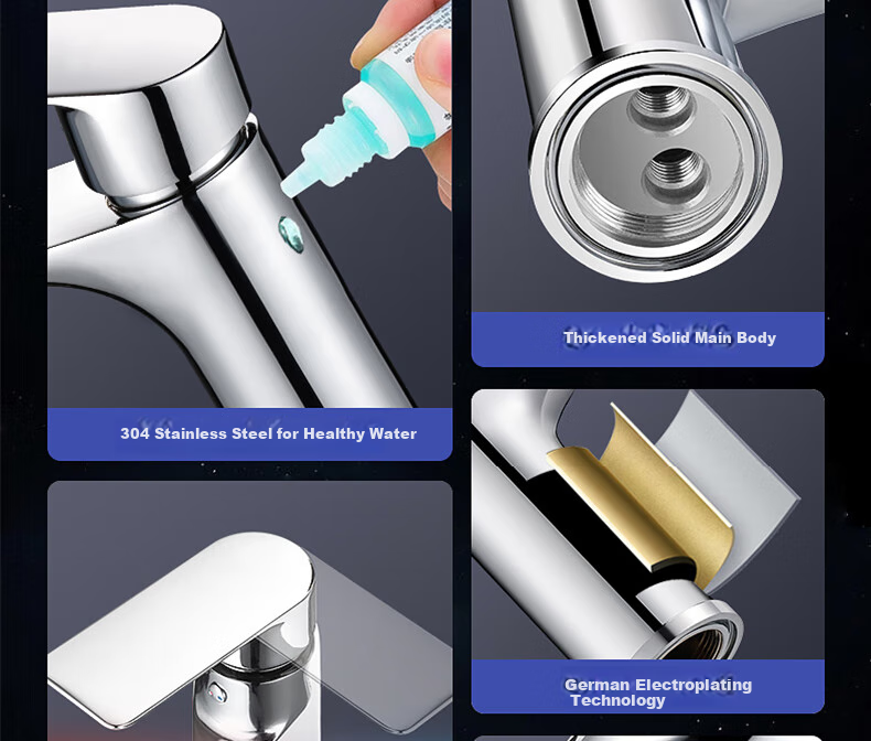 Zunchi Sink Faucet, Hot And Cold Stainless Steel Basin Tap, Single Hole Bathroom Washbasin Faucet 1028 5