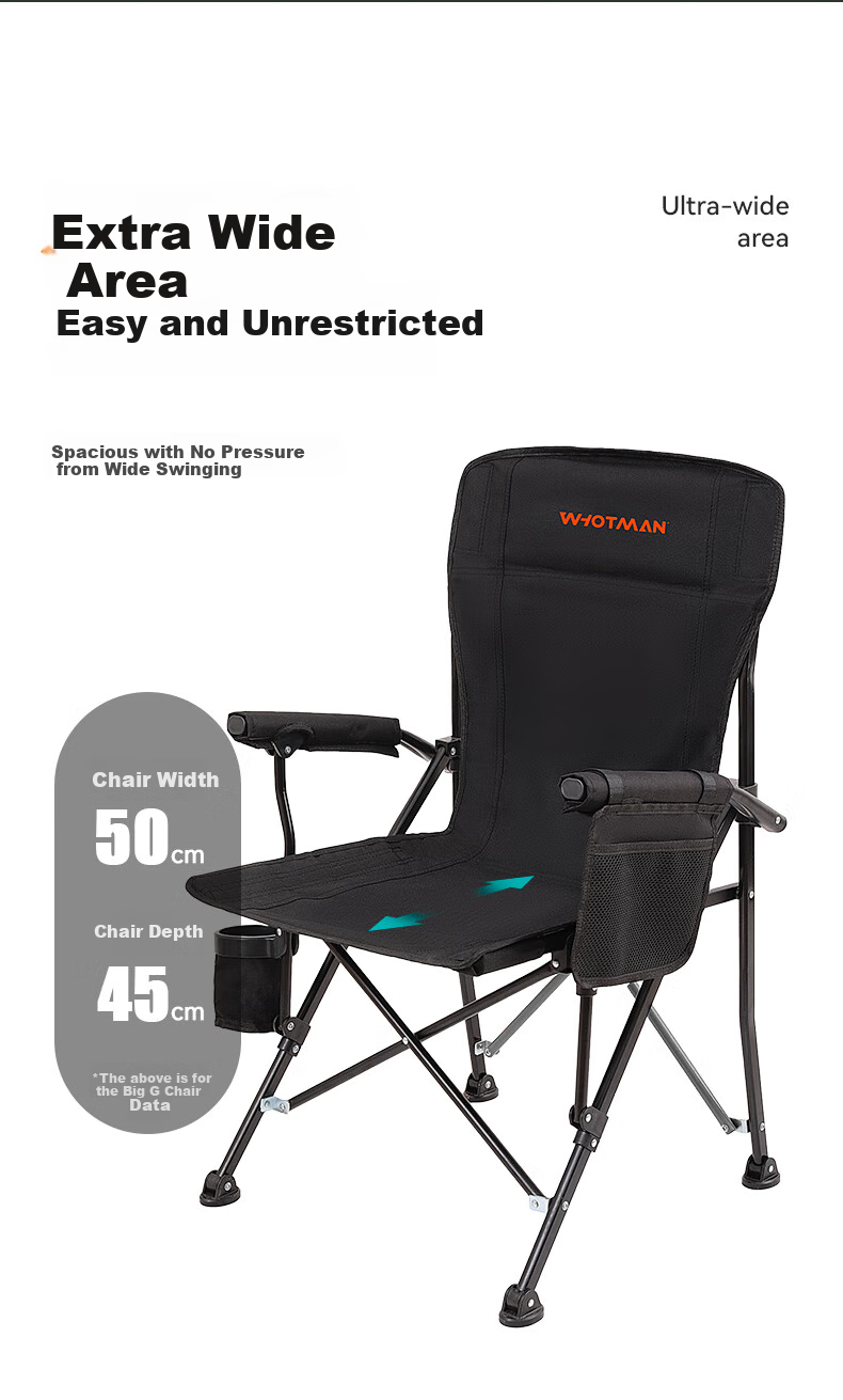Woteman Outdoor Folding Chair with Armrests, Fishing Stool, Camping Equipment, Portable Table And Chair, Sketching Chair, 76372 1
