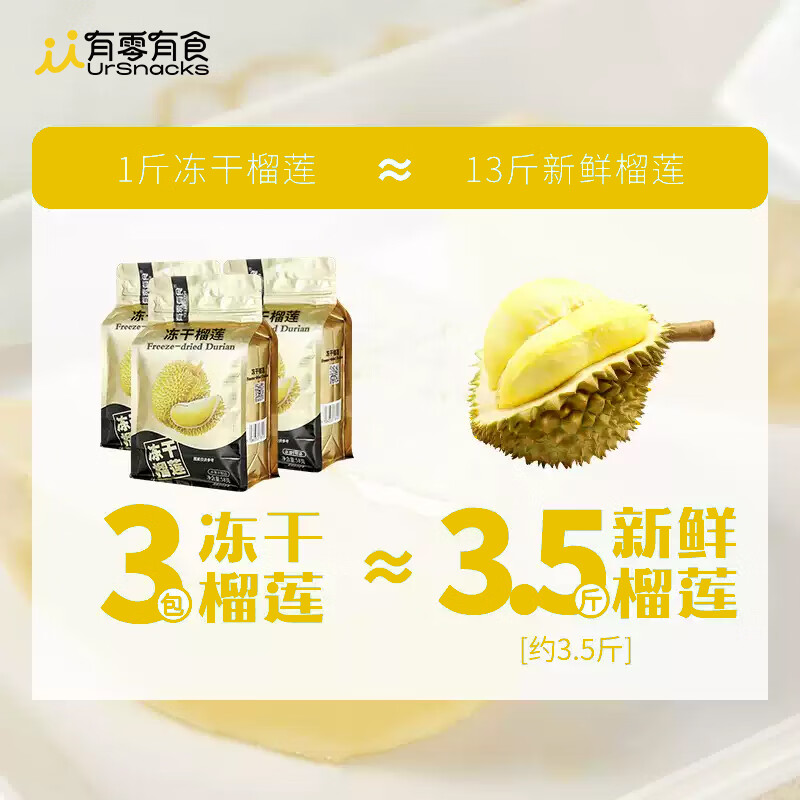 有零有食榴莲冻干58g/袋 泰国金枕头榴莲干网红解馋儿童零食 水果干