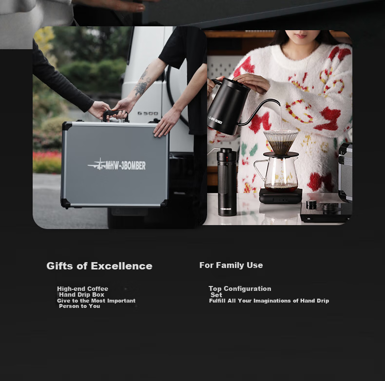 MHW-3BOMBER Bomber [Gift] B3 Tactical Box Hand-Brew Coffee Maker Set Gift Box Camping Portable Coffee Grinder 6