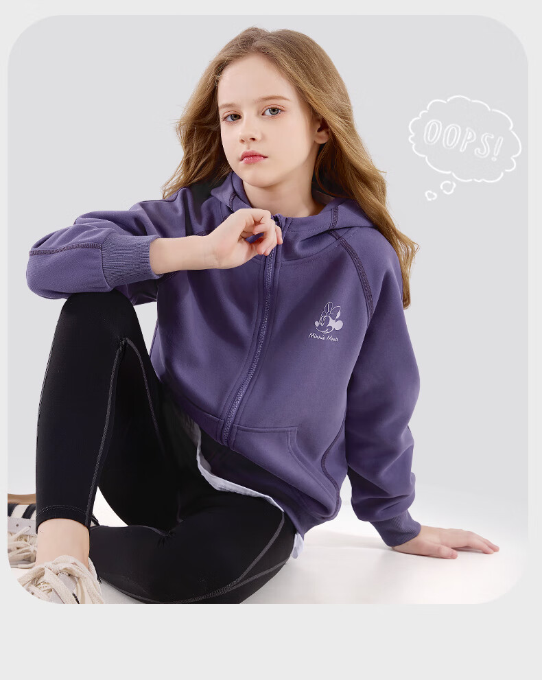 Disney Girls' Jacket, Spring And Autumn Children's Hooded Sweatshirt, Casual Sportswear for Older Kids, Clothing Item L2003, Dark Purple, Size 170 10