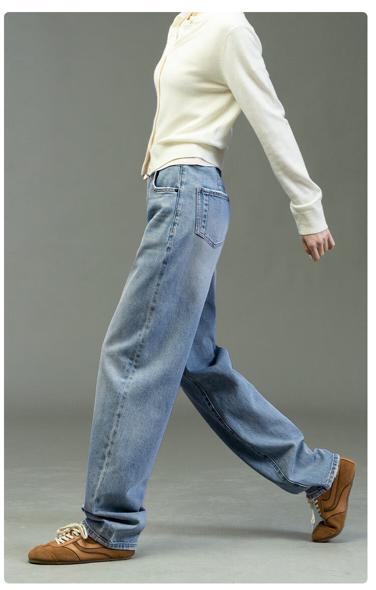 Dme [Jinjiang Luobo Pants] Spring 2025 New Vintage Gradient Washed Blue High-Waisted Slimming Harem Pants for Wome 5