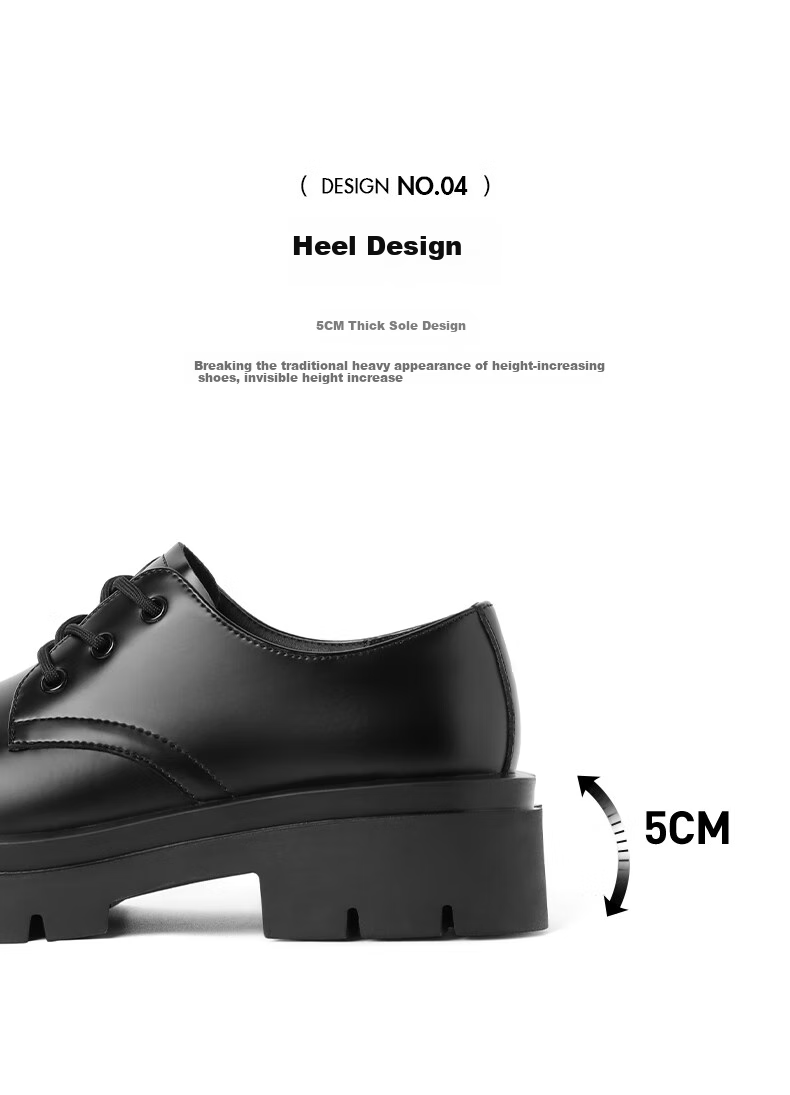 Belle Zhang Linghe Same Style Thick-Soled Business Derby Shoes for Men, Spring And Summer Commute Formal Leather Shoes A2062, Black/lightweight, Size 41 8