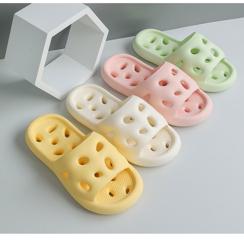 XGGC Hollow Bathroom Slippers for Men, Summer Home Shower Non-Slip Water-Draining Quick-Drying Sandals for Men, Yellow, Size 38-39 10