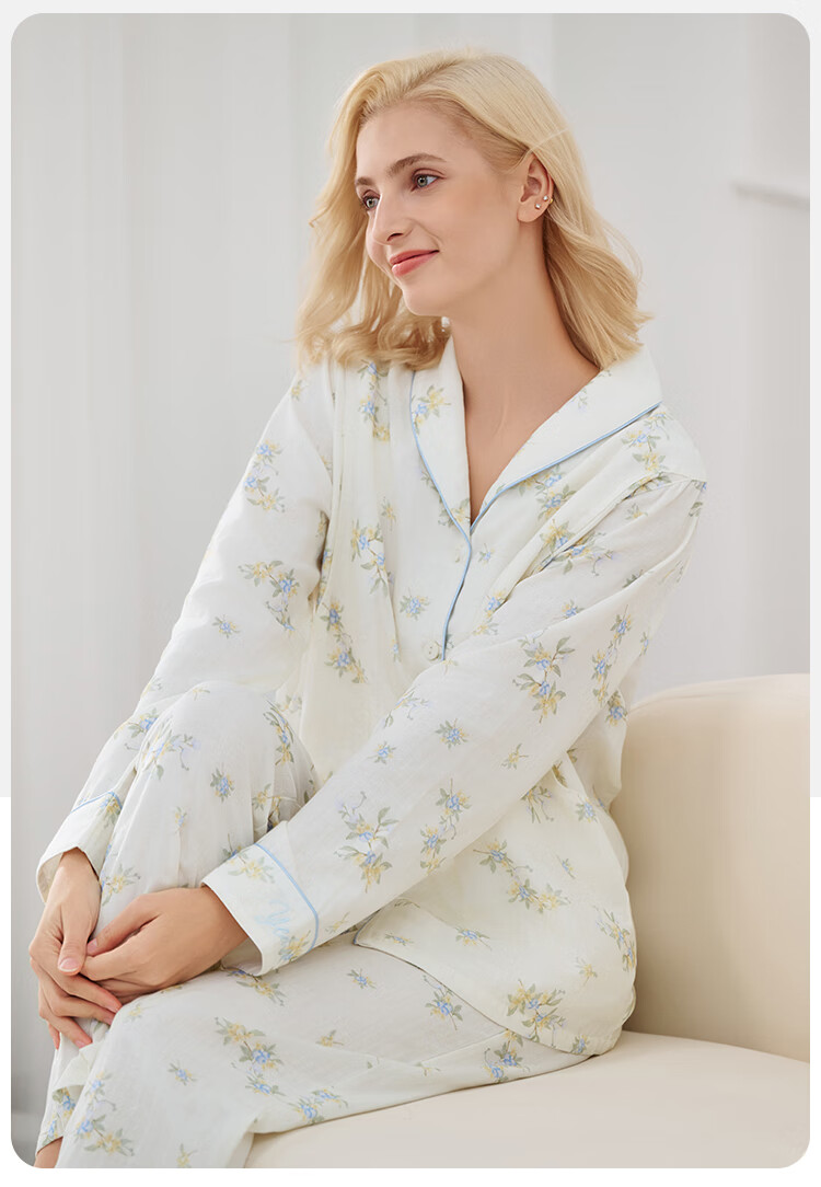 Ying's Maternity Postpartum Set Autumn New 10A Antibacterial Double-Layer Cotton Gauze Nursing Pajamas Homewear Set Pink L 11