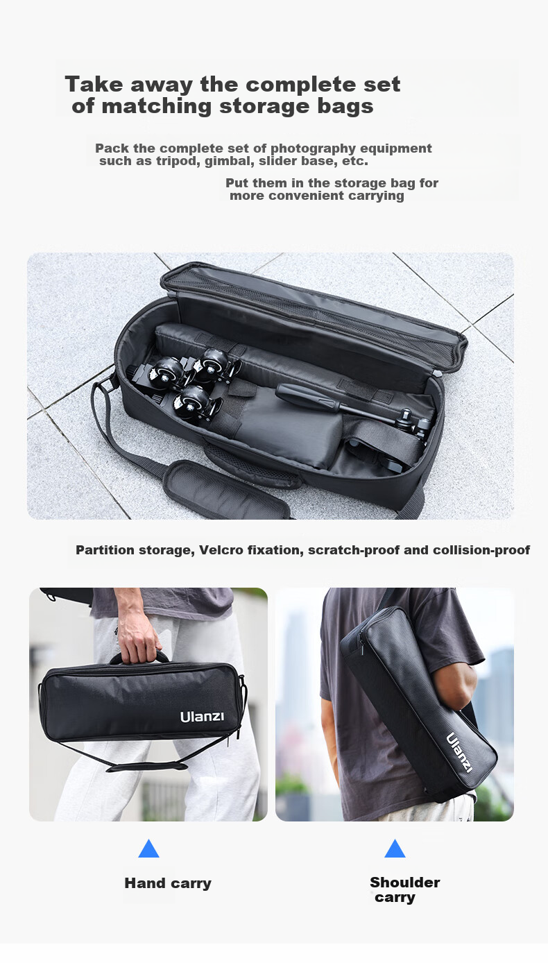 Ulanzi AT-04 Roller Tripod Storage Bag, Outdoor Mini Phone Mirrorless DSLR Gimbal Live Streaming Mobile Photography Selfie Stick with Handheld Tripod, Desktop Stand 8