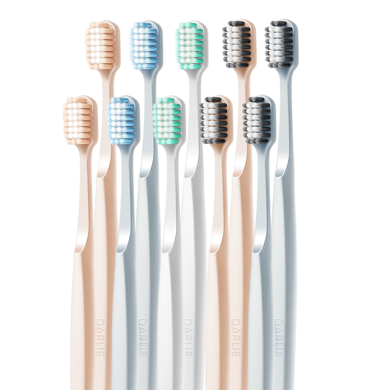 DARLIE Original Black Wide Soft Bristle Toothbrush with Extra Wide Brush Head, Carbon Fiber Antibacterial High-Density Velvet Ultra-Soft Bristles for Gum Protection, Pack of 10