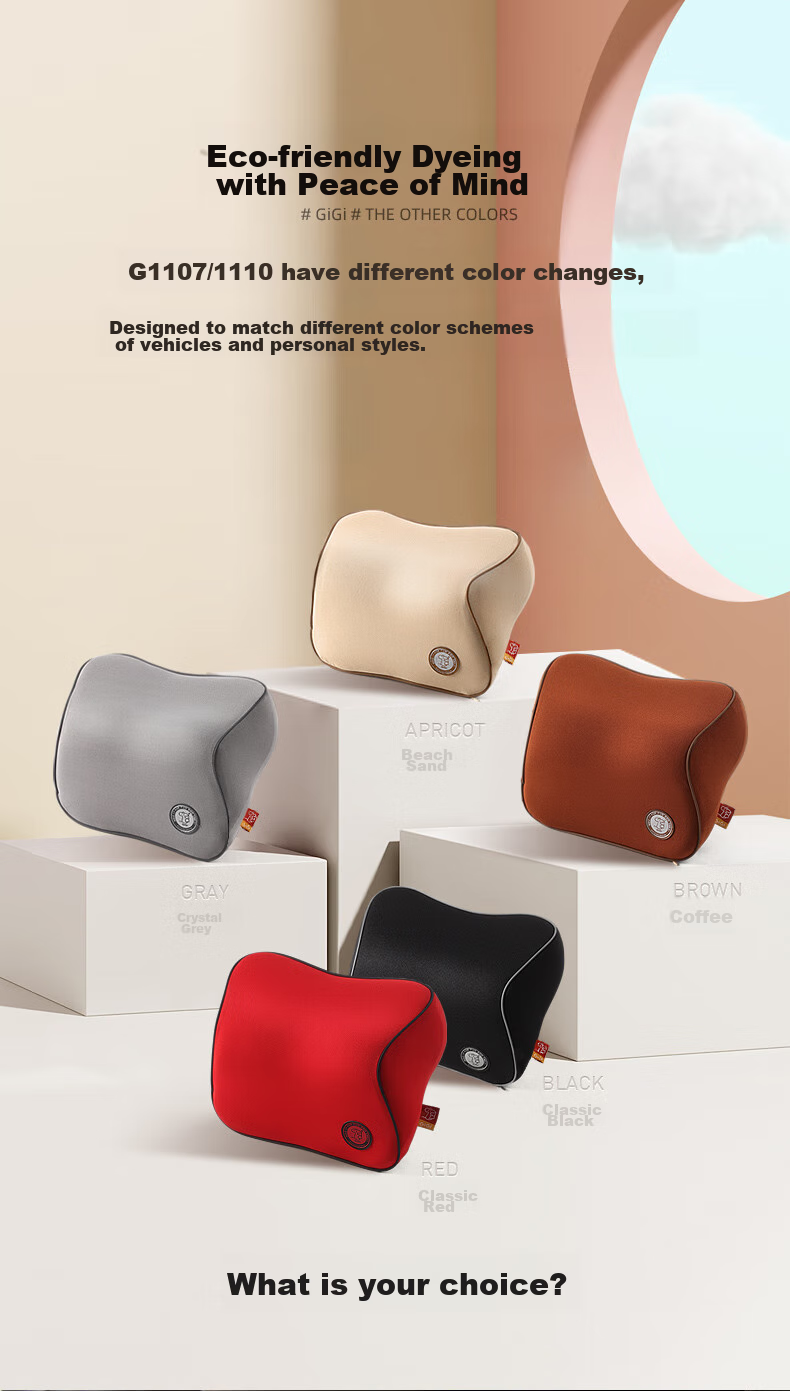 GiGi Car Headrest And Lumbar Support Set with Memory Foam Lumbar Cushion, Neck Pillow for Car Use, Cervical Pillow, Neck Protector, Coffee Color 12