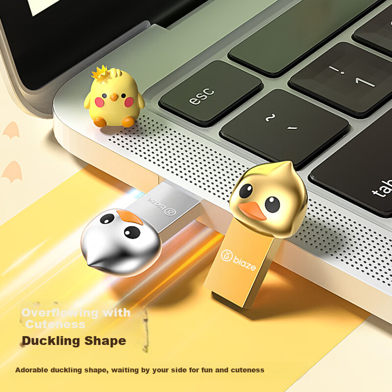 BIAZE 128GB USB3.2 High-Speed Mini Cartoon USB Flash Drive Cute Personalized Creative Student Gift Dual-Use Metal Flash Drive for Phone And Computer UP-21 Silver