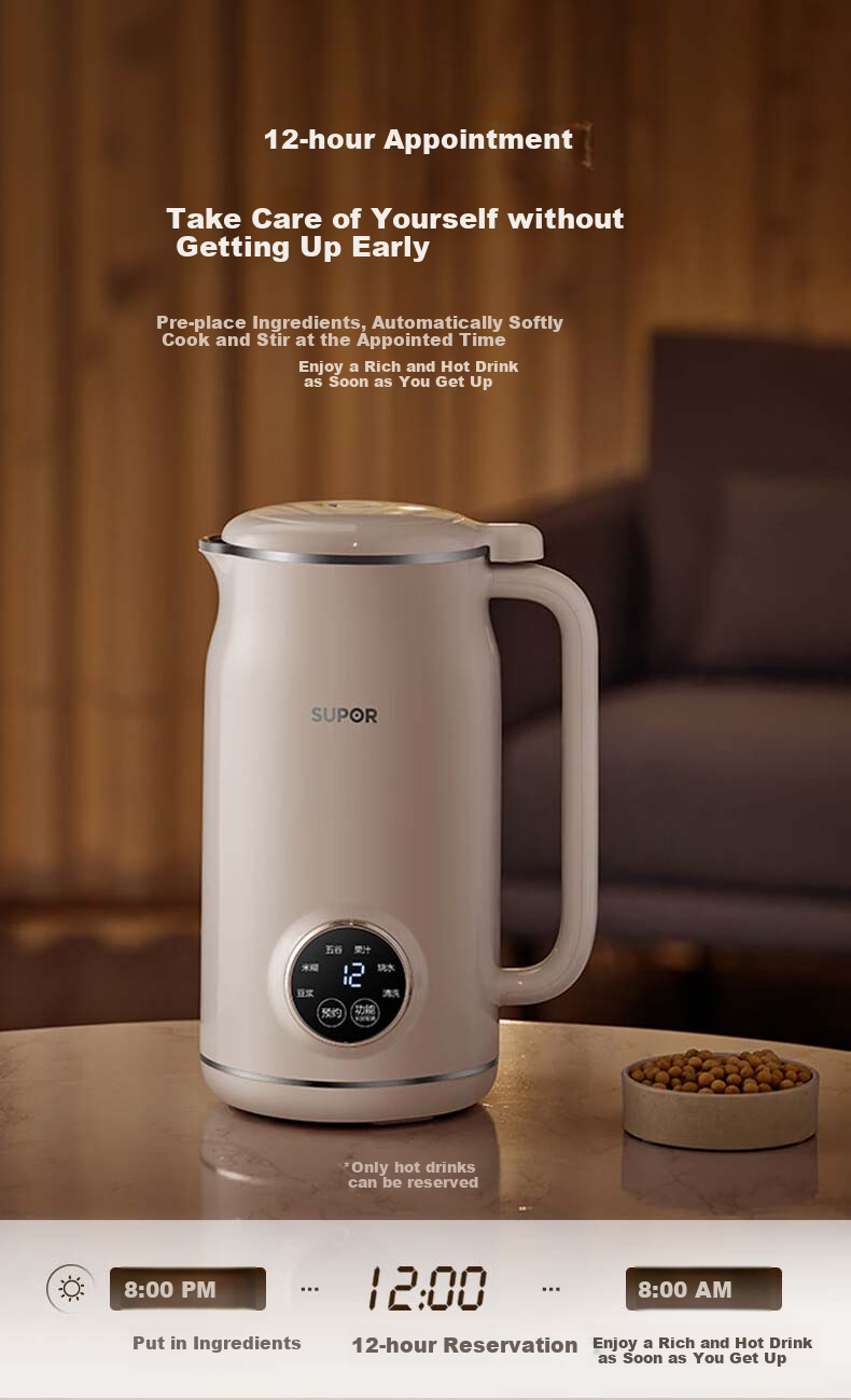 SUPOR Soy Milk Maker, 0.6L Small Household Machine for 1-3 People, Filterless Food Processor with Timer, Multifunctional One-Touch Cleaning Juicer DJ06B-P102 14